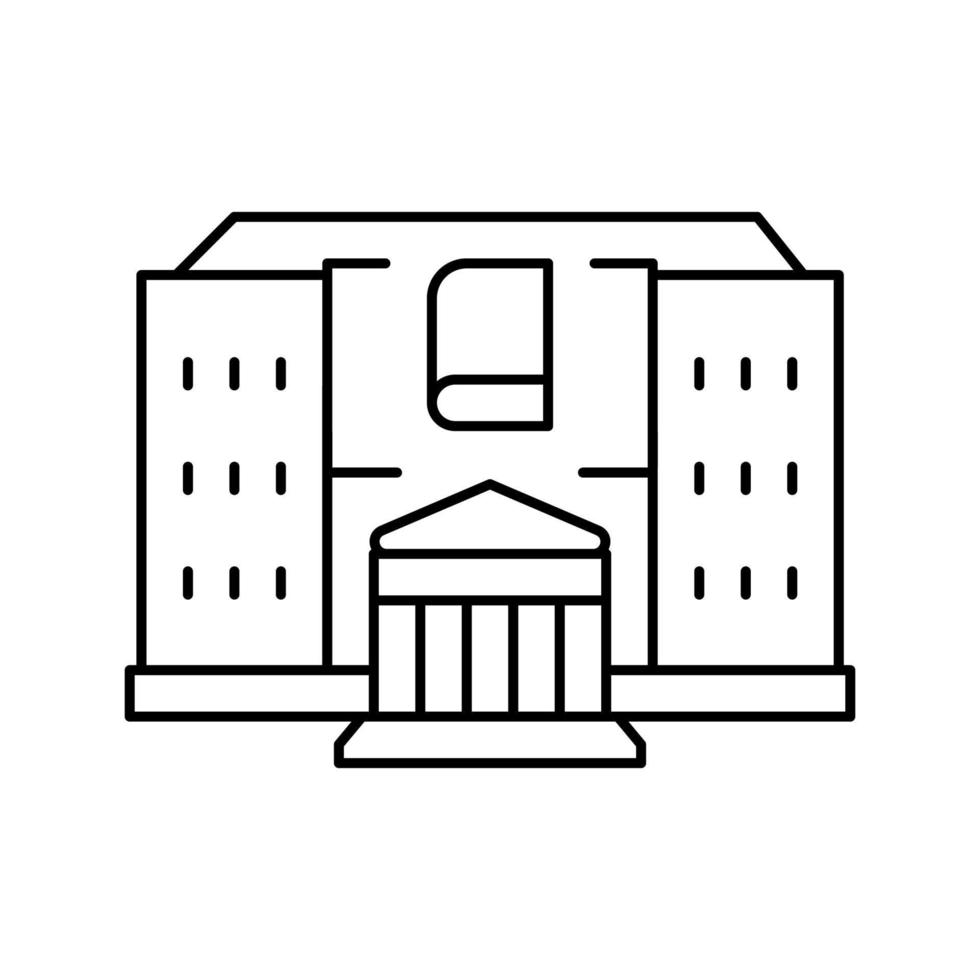 library building line icon vector illustration