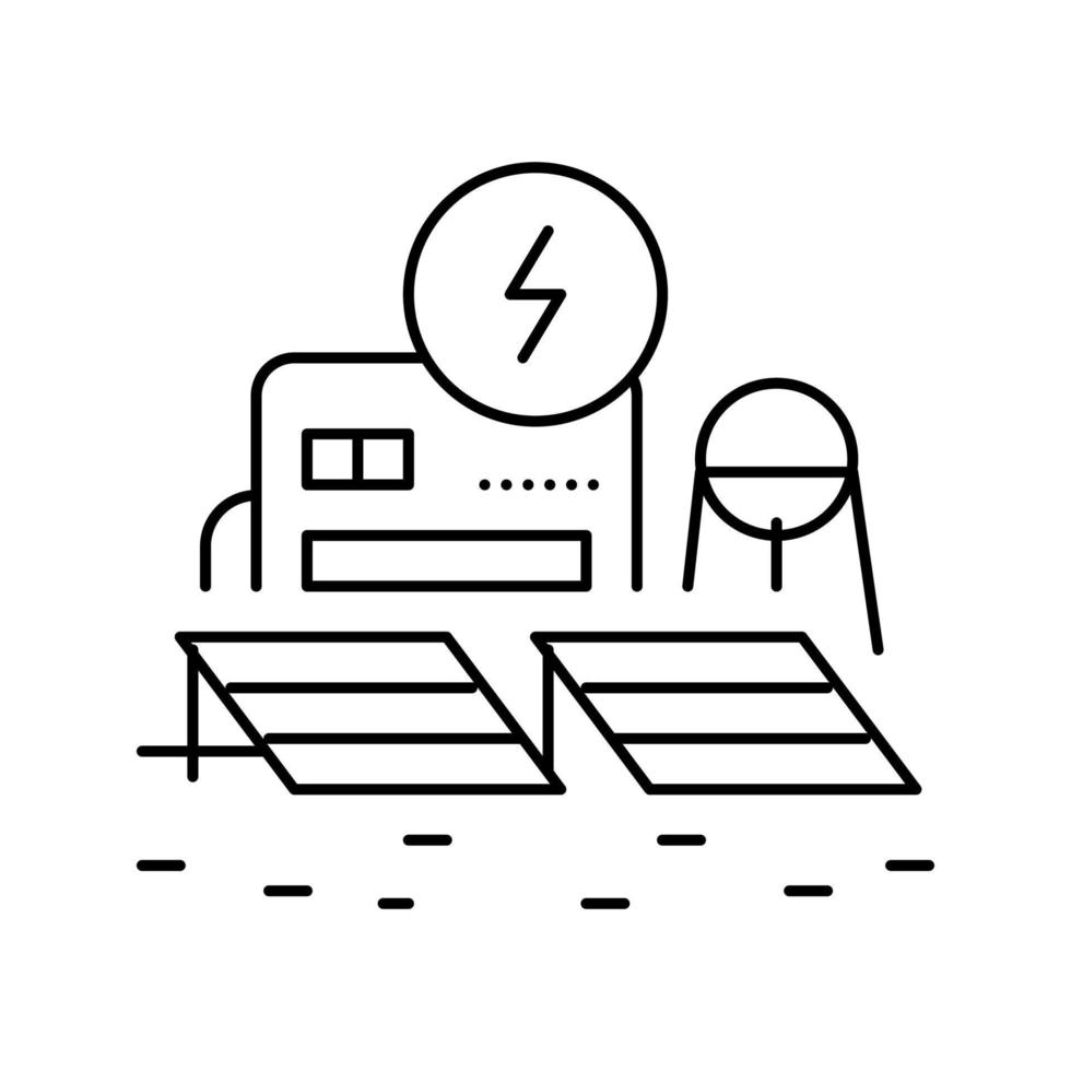 estación de energía espacio línea icono vector ilustración