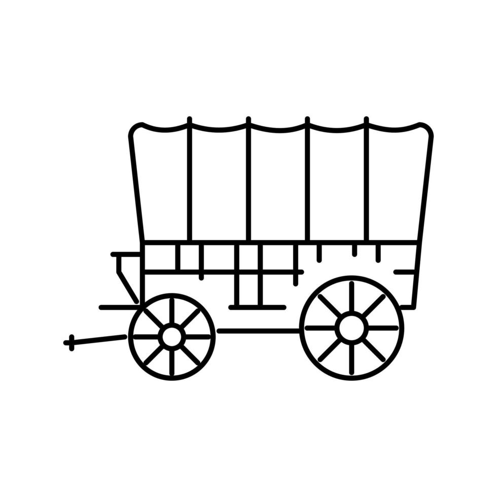 Ilustración de vector de icono de línea de transporte medieval de vagón