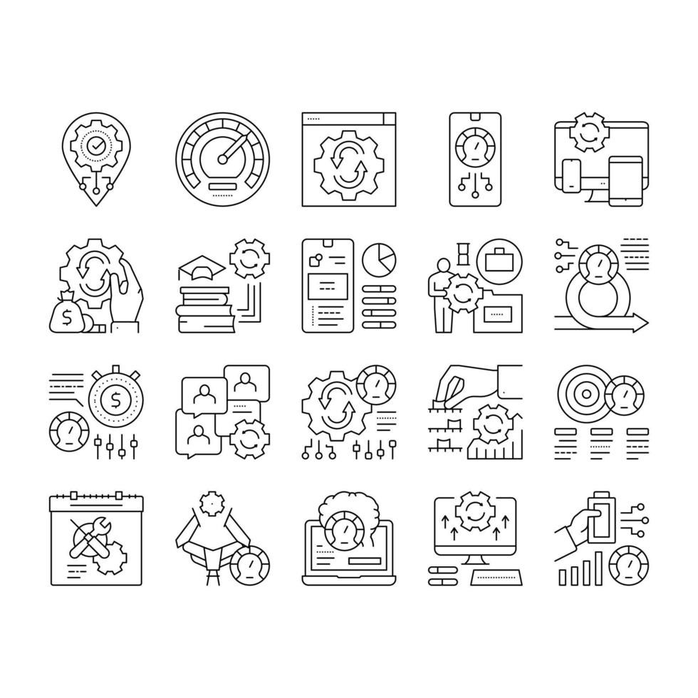 Optimize Operations Collection Icons Set Vector