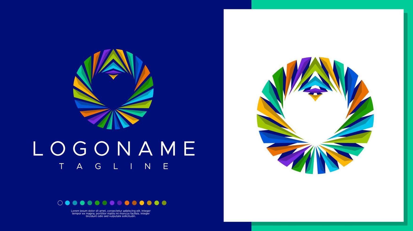 Colorful circle heart logo design vector. Fun love logo graphic template. vector