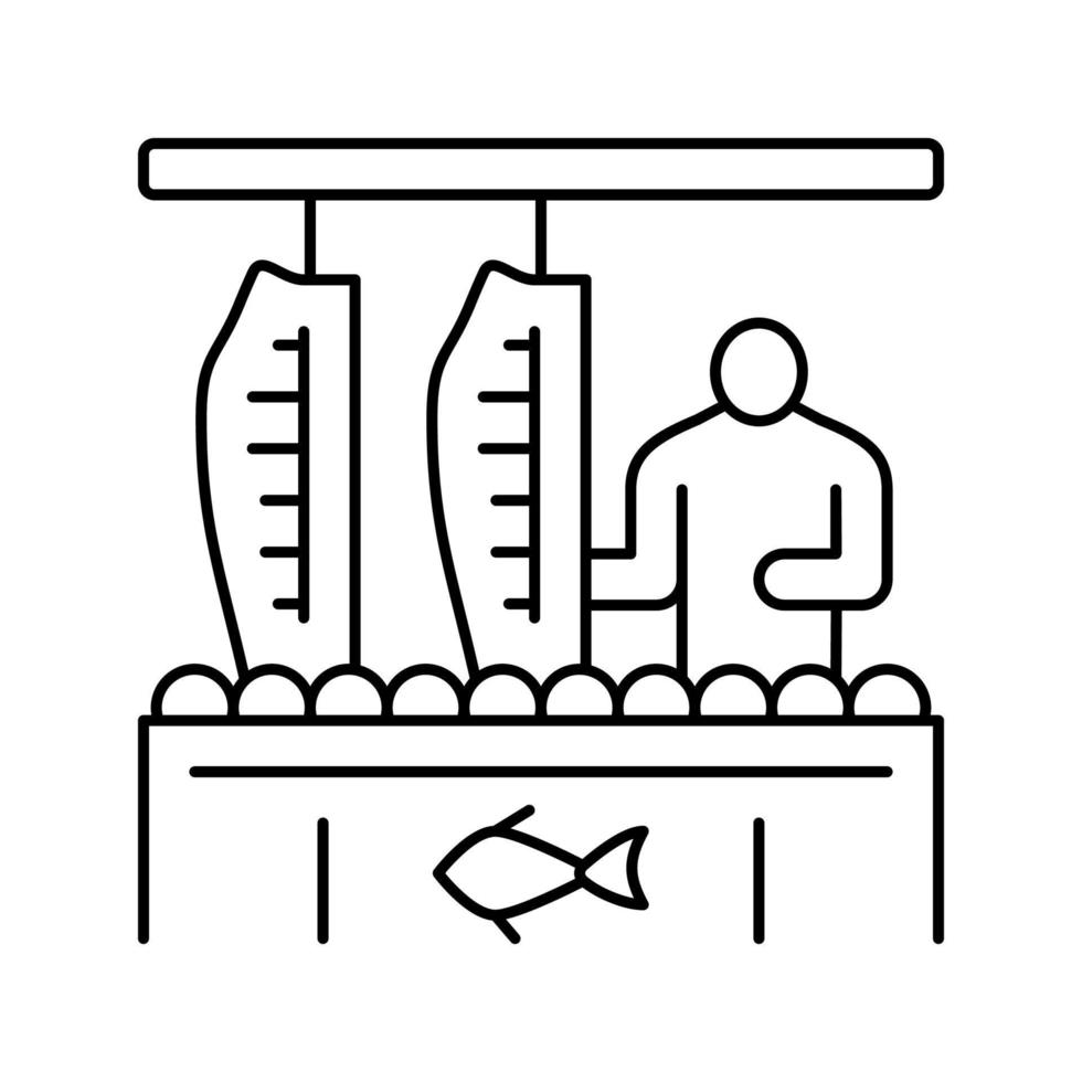 ilustración de vector de icono de línea de salmón de planta de procesamiento