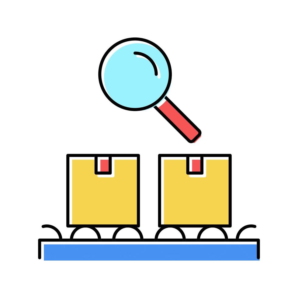 logistics conveyor and research boxes color icon vector illustration