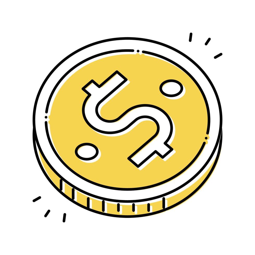 ilustración de vector de icono de color dorado de moneda