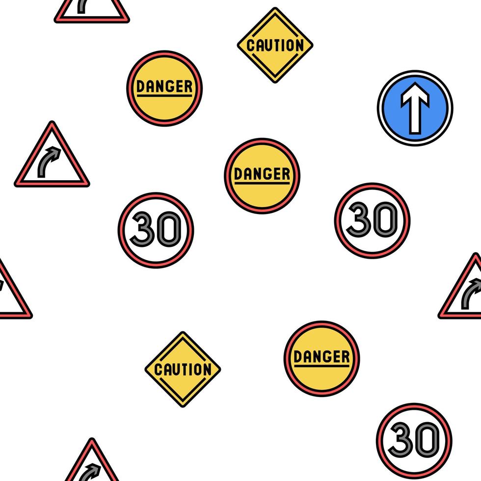 Traffic Sign Road Information vector seamless pattern