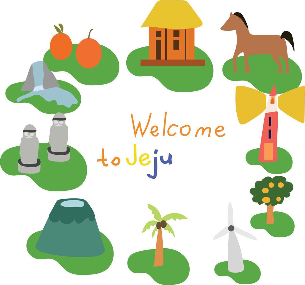 bienvenido a la ilustración de la isla de jeju vector