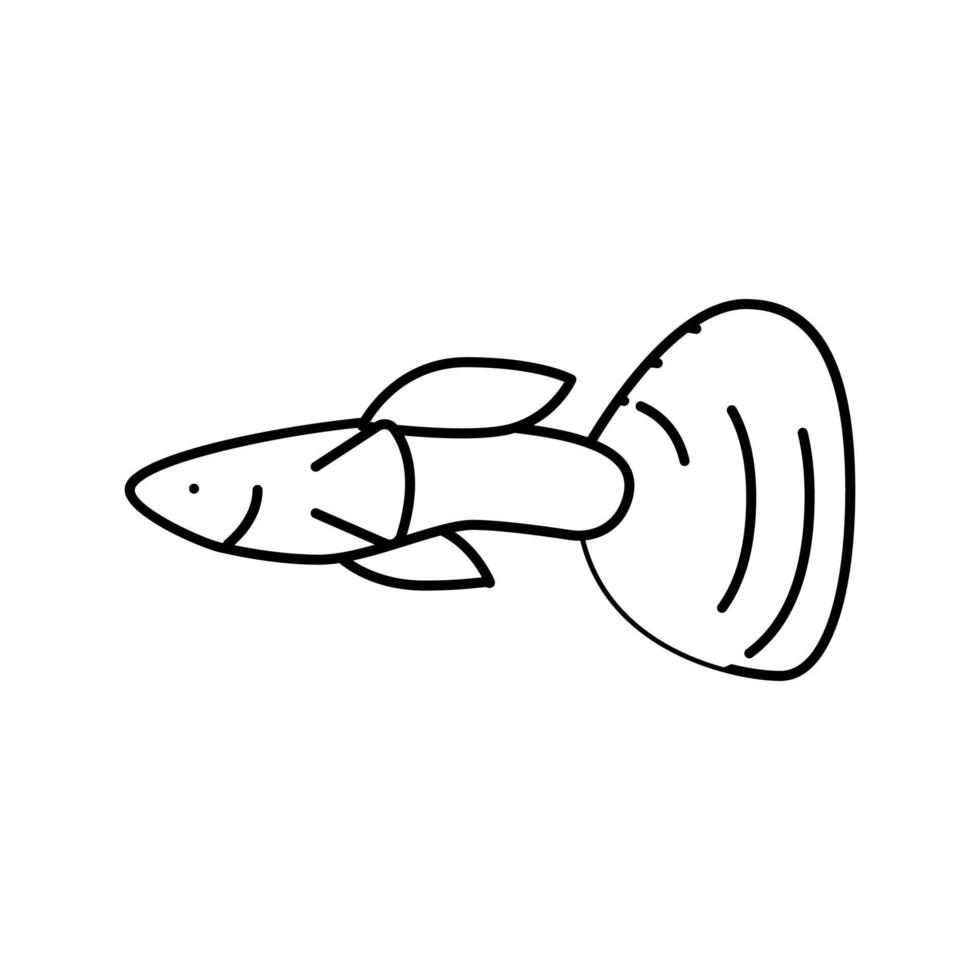 Ilustración de vector de icono de línea de peces guppy