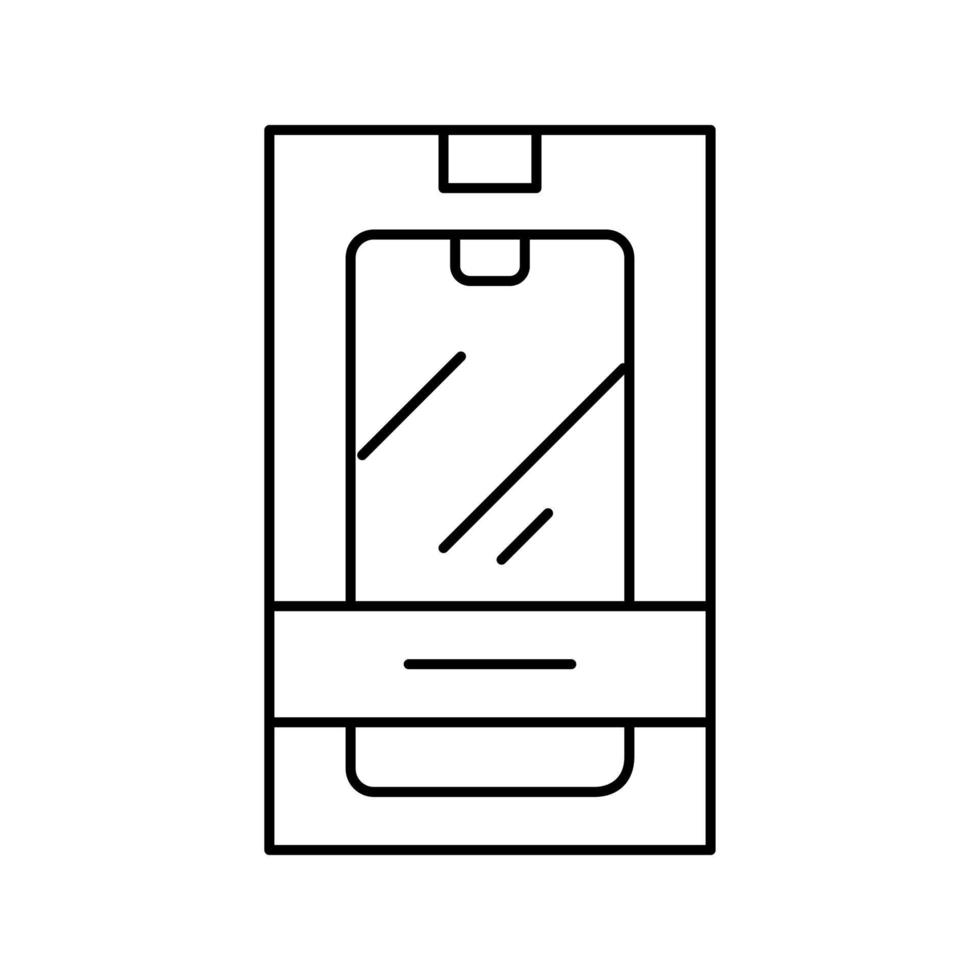 Ilustración de vector de icono de línea de caja de teléfono móvil