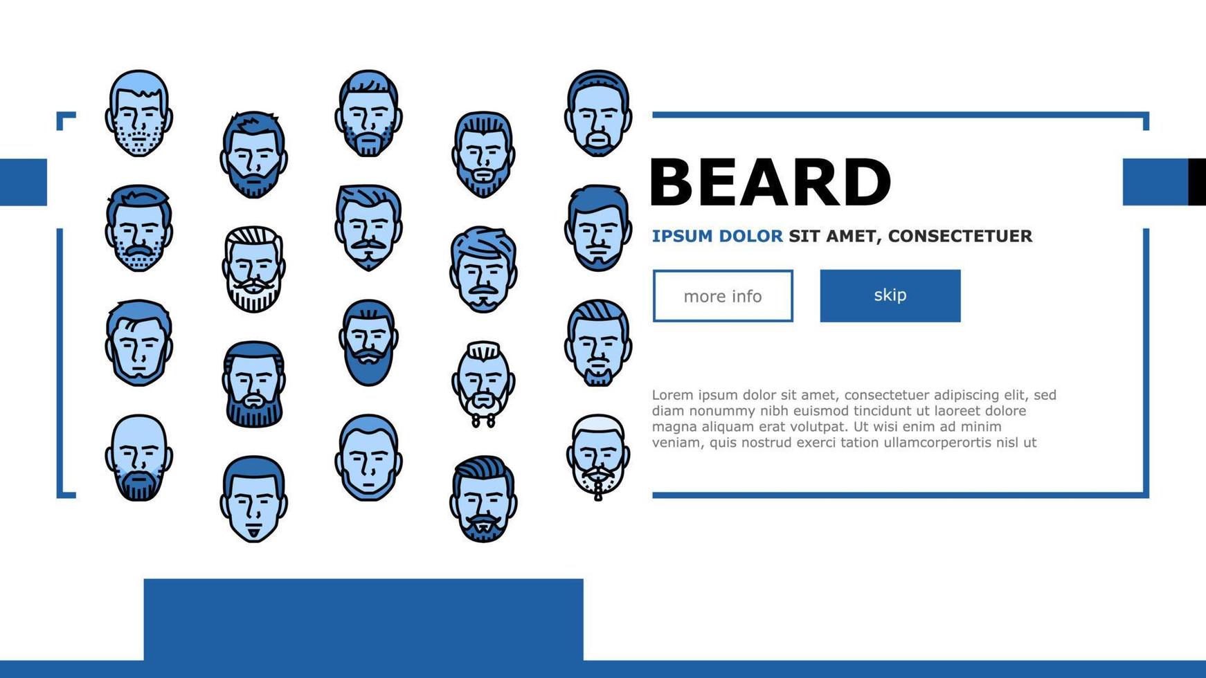 beard hair style face male landing header vector