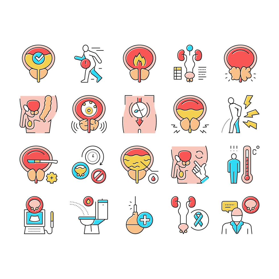 Prostatitis Disease Collection Icons Set Vector