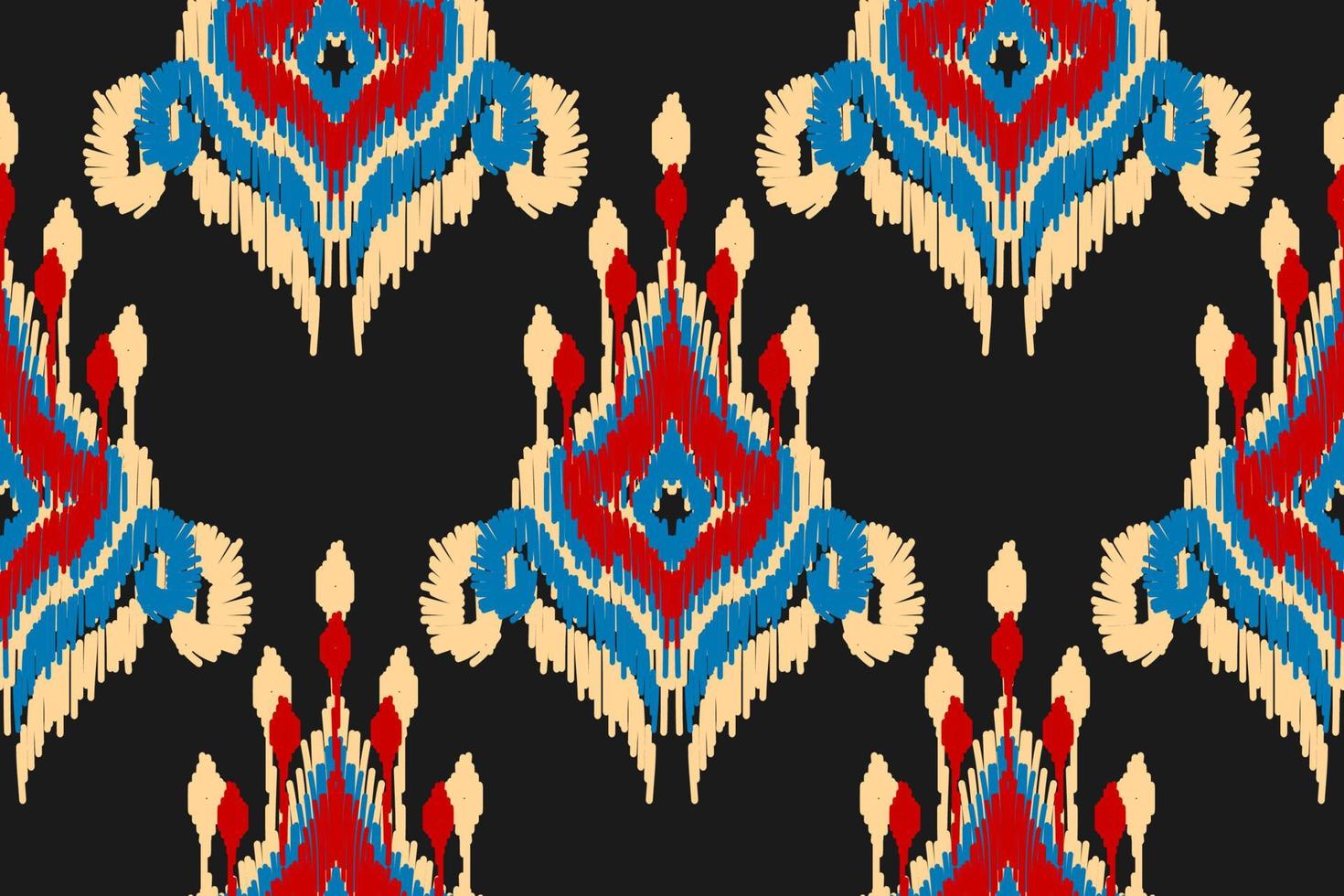 patrón étnico ikat sin costuras en tribal. estampado de adornos étnicos geométricos aztecas. estilo de patrón ikat. vector