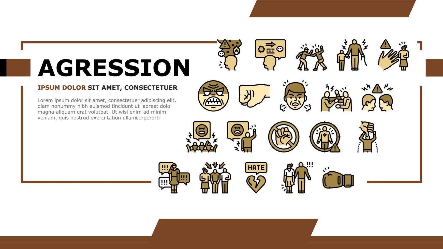 violence first aggressive hand landing header vector