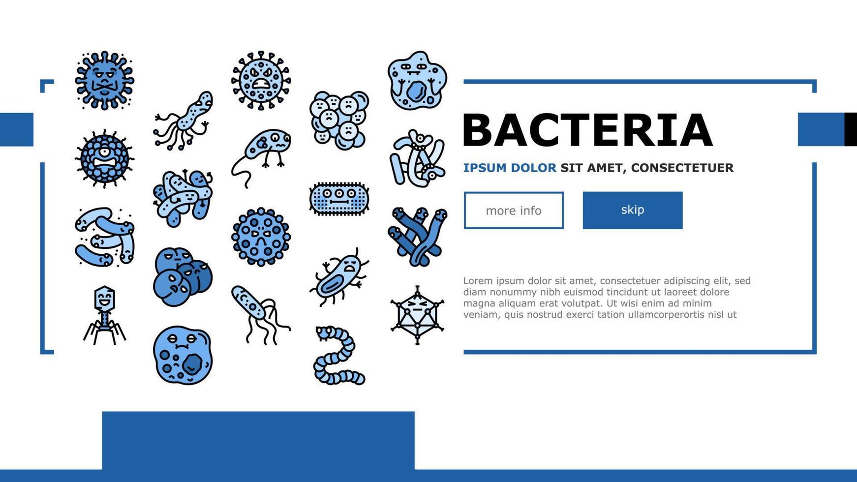 vector de encabezado de aterrizaje de célula de bacteria de virus de bacterias