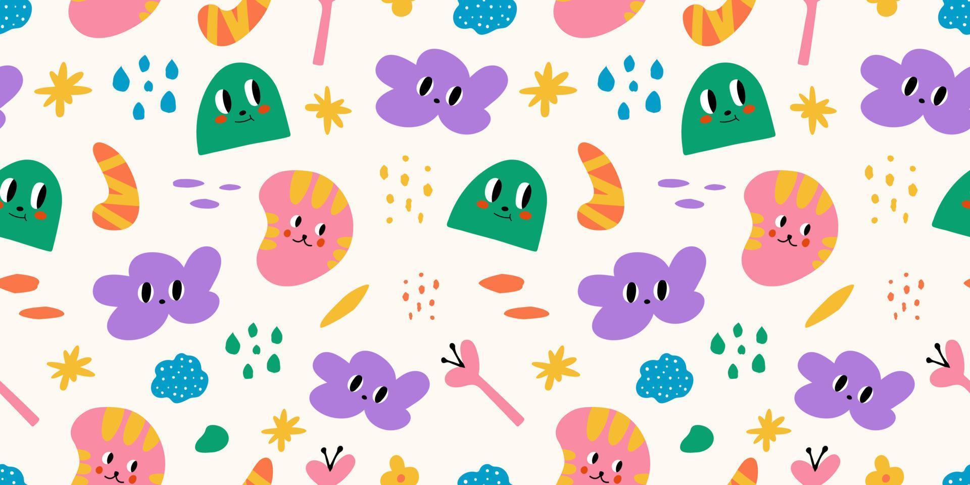 Abstract characters seamless pattern vector