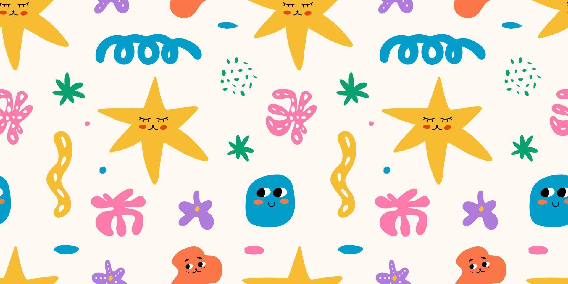 Abstract characters seamless pattern vector