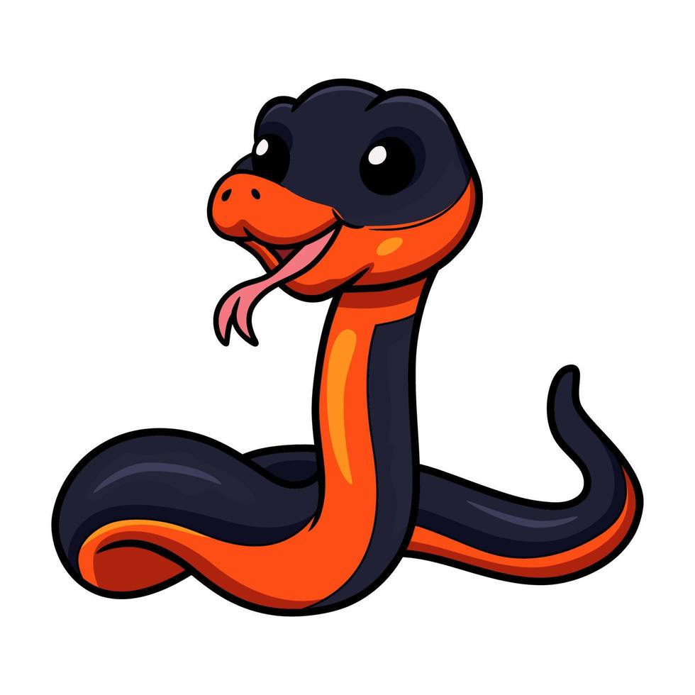 linda caricatura de serpiente de cuello anillado vector