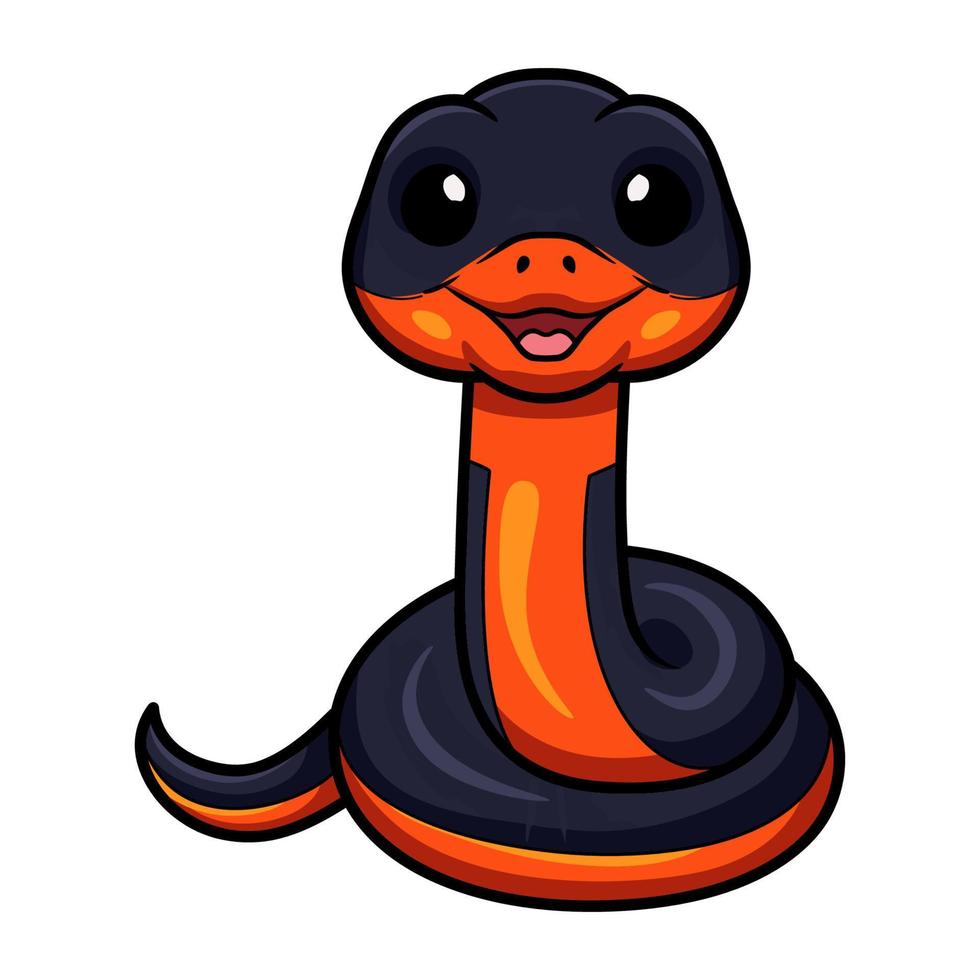 linda caricatura de serpiente de cuello anillado vector