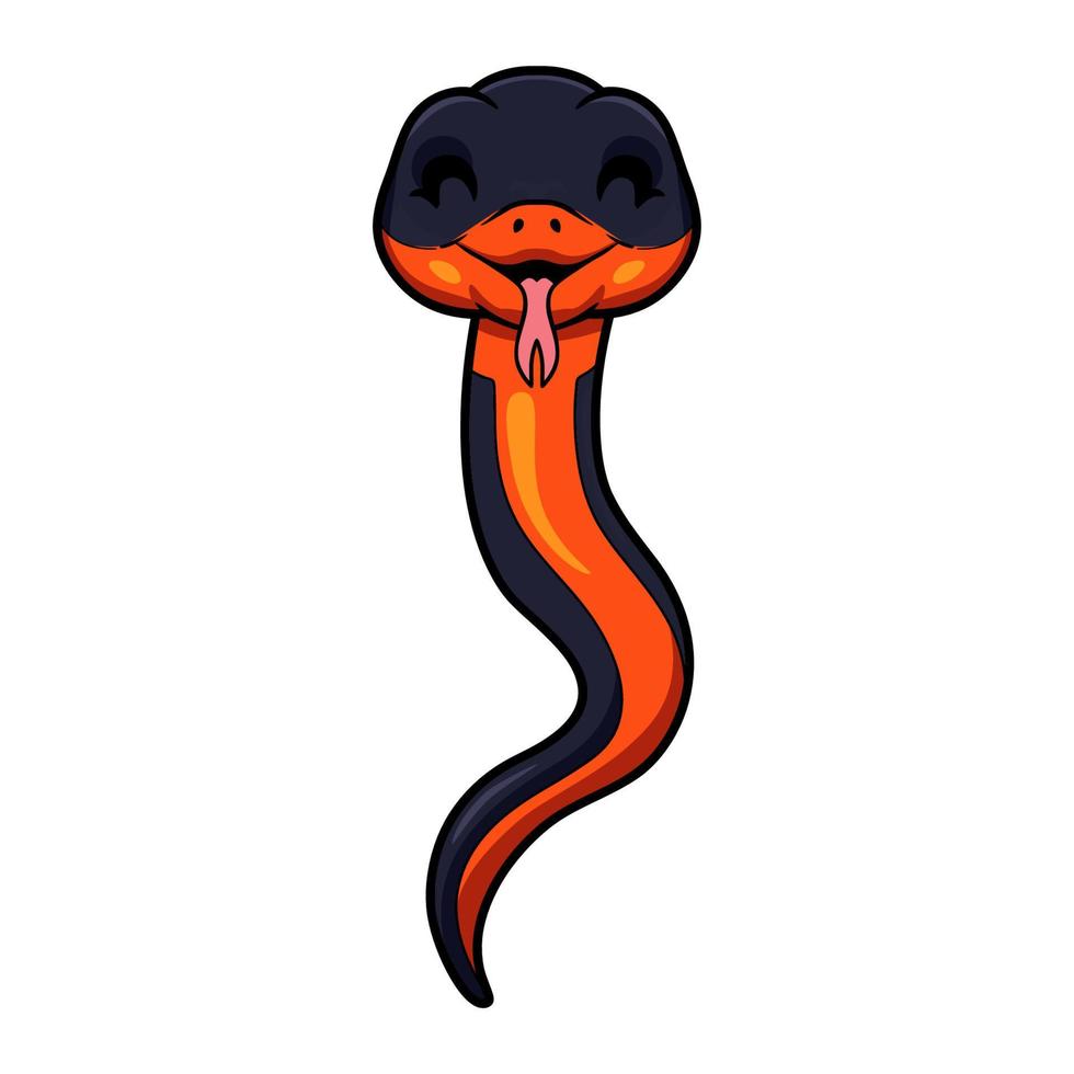 linda caricatura de serpiente de cuello anillado vector