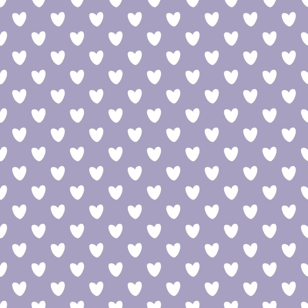 Fabric pattern. Arranged white hearts on a pastel purple background. Seamless love heart design vector background. Seamless pattern on Valentine's day. The seamless texture with hart.