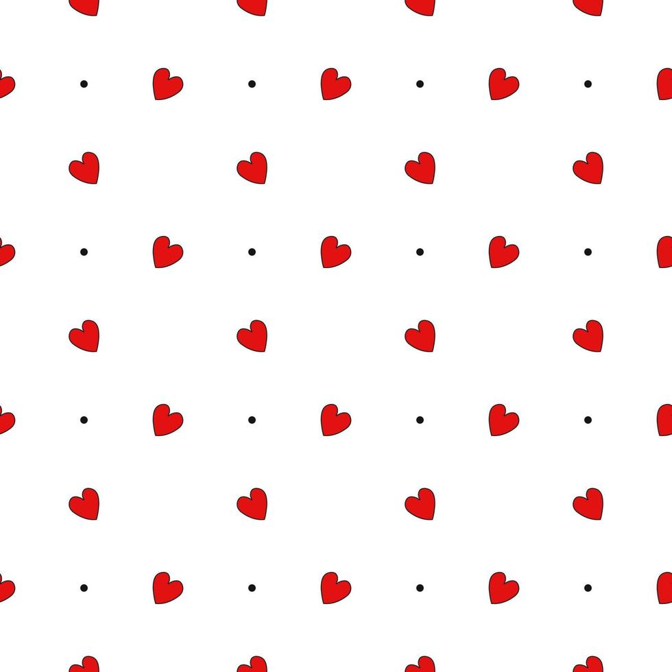 Small red heart with small dots fabric pattern. Seamless love heart design vector background. Seamless pattern on Valentine's day. The seamless texture with hart.