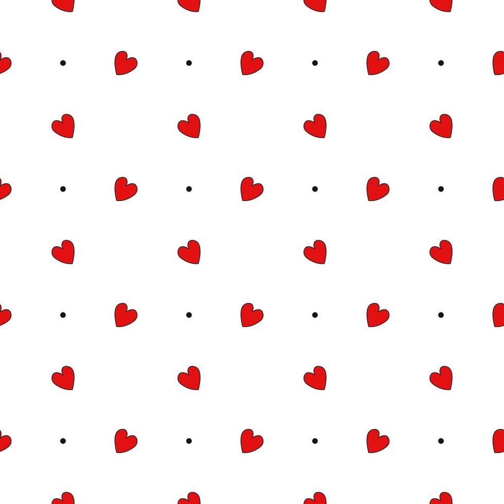 pequeño corazón rojo con patrón de tela de pequeños puntos. Fondo de vector de diseño de corazón de amor transparente. patrón sin costuras en el día de san valentín. la textura transparente con hart.