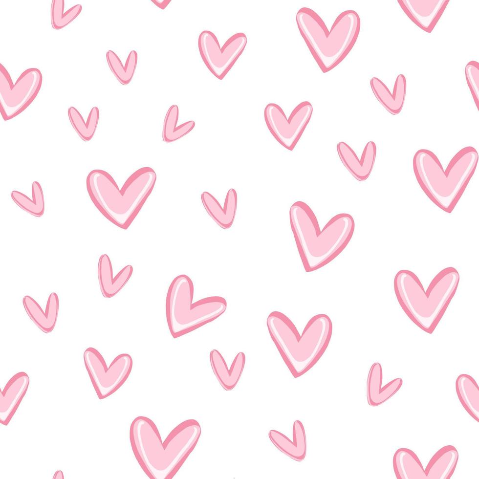 corazones rosas de varios tamaños ordenados al azar con ternuras. Fondo de vector de diseño de corazón de amor transparente. patrón sin costuras en el día de san valentín. la textura transparente con hart.