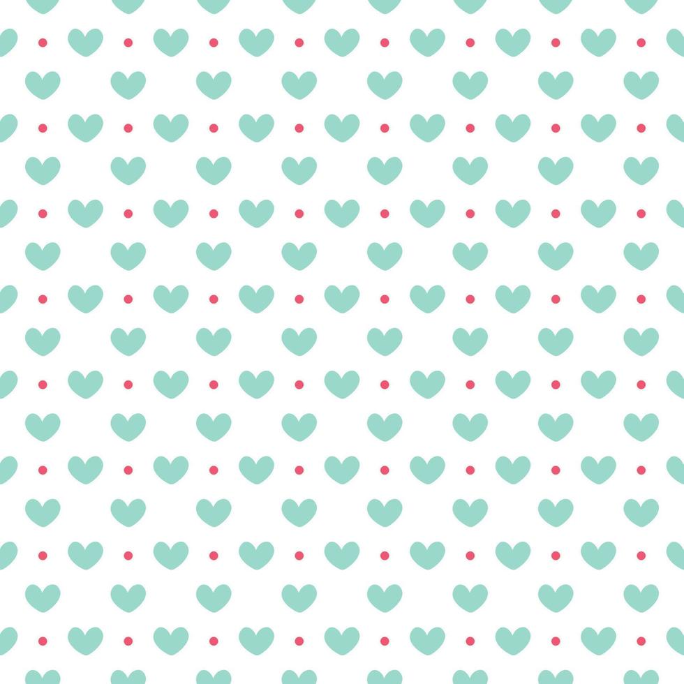Fabric pattern. Blue hearts are interspersed with pink polka dots. on a white backgroundSeamless love heart design vector background. Seamless pattern on Valentine's day. The seamless texture.