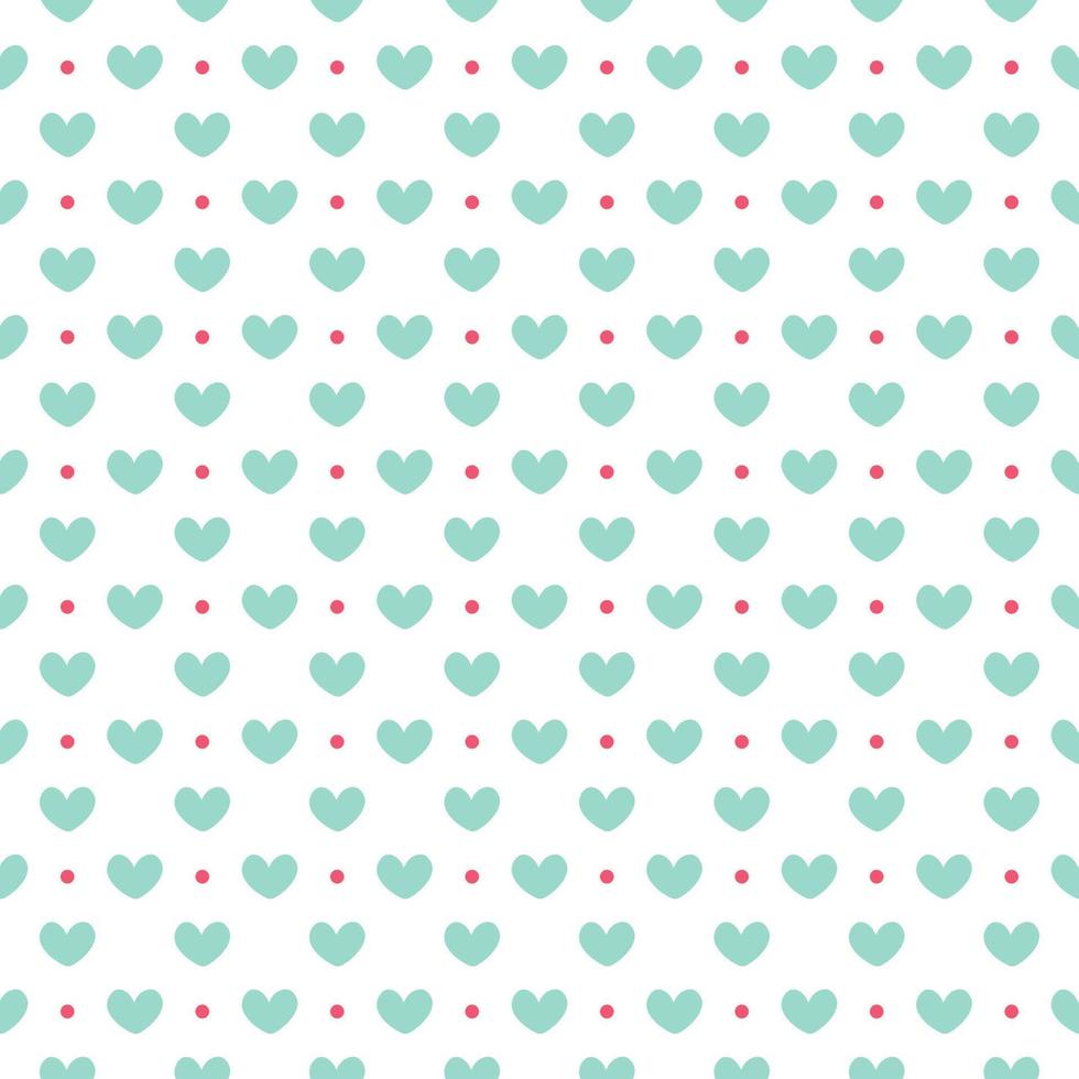 Fabric pattern. Blue hearts are interspersed with pink polka dots. on a white backgroundSeamless love heart design vector background. Seamless pattern on Valentine's day. The seamless texture.