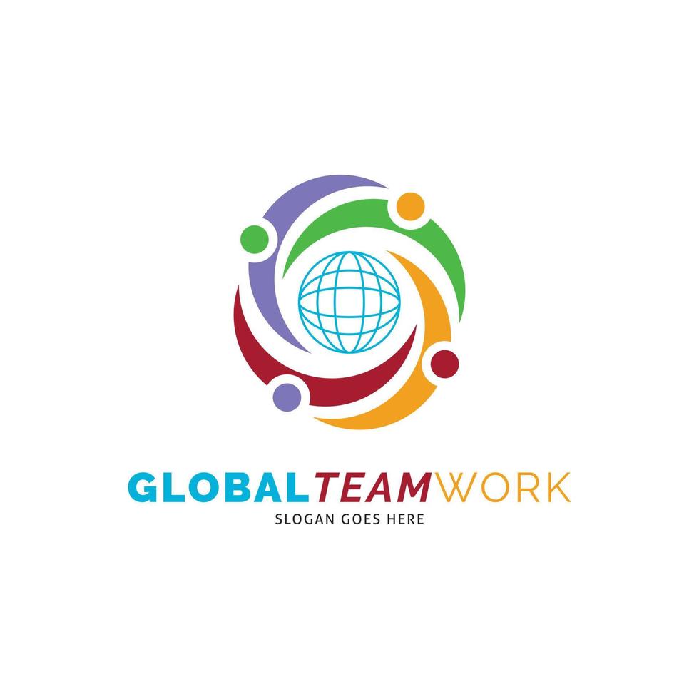 Global Team Work or People Group Icon Vector Logo Template Illustration Design