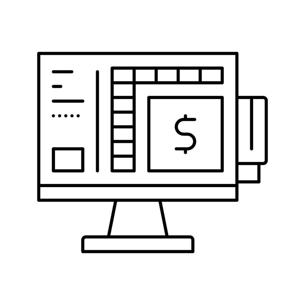 tienda autoservicio pos terminal computadora línea icono vector ilustración