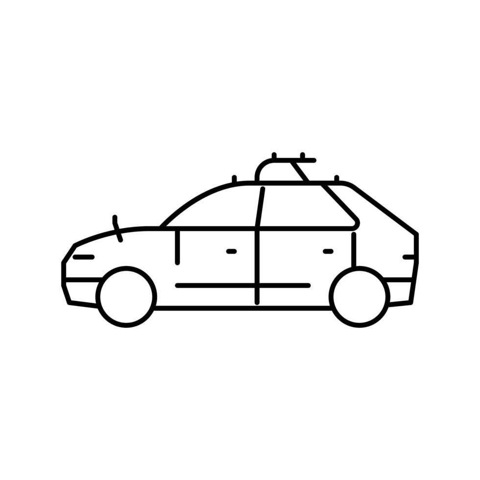 ilustración de vector de icono de línea de coche de autoconducción