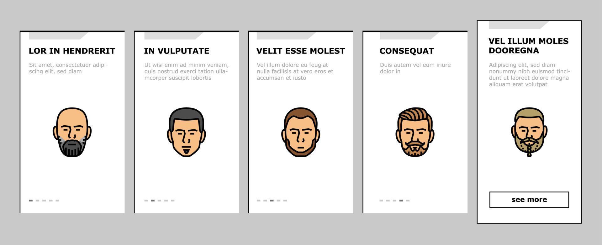 barba estilo de pelo cara masculina iconos de incorporación conjunto vector