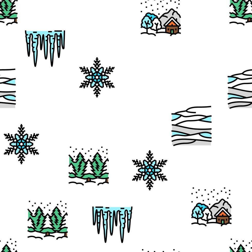 winter snow season nature vector seamless pattern