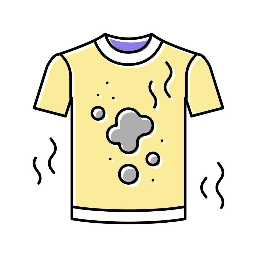 Ilustración de vector de icono de color de camiseta con olor sucio