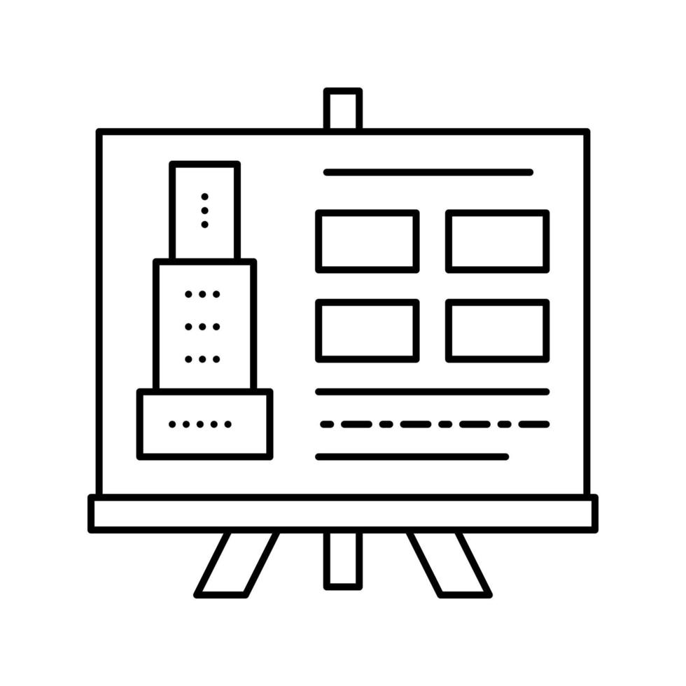 ilustración de vector de icono de línea de presentación de diseño de edificio