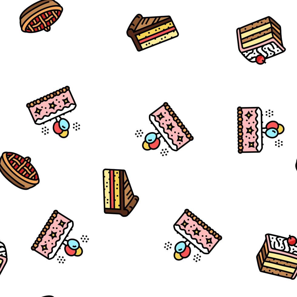 cake birthday food dessert party vector seamless pattern