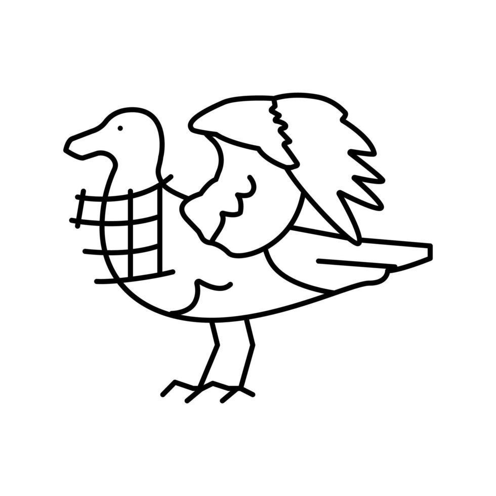 ilustración de vector de icono de línea de pájaro de residuos plásticos