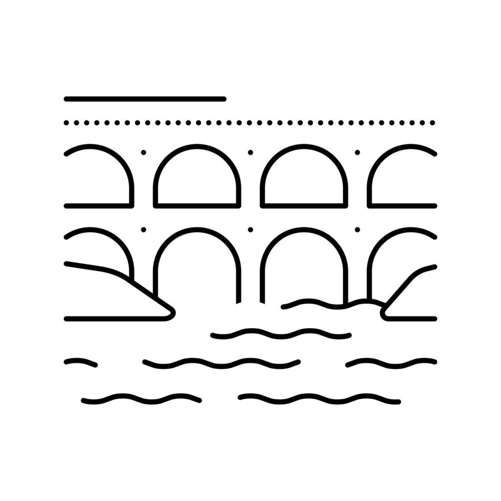 ilustración de vector de icono de línea de construcción de acueducto