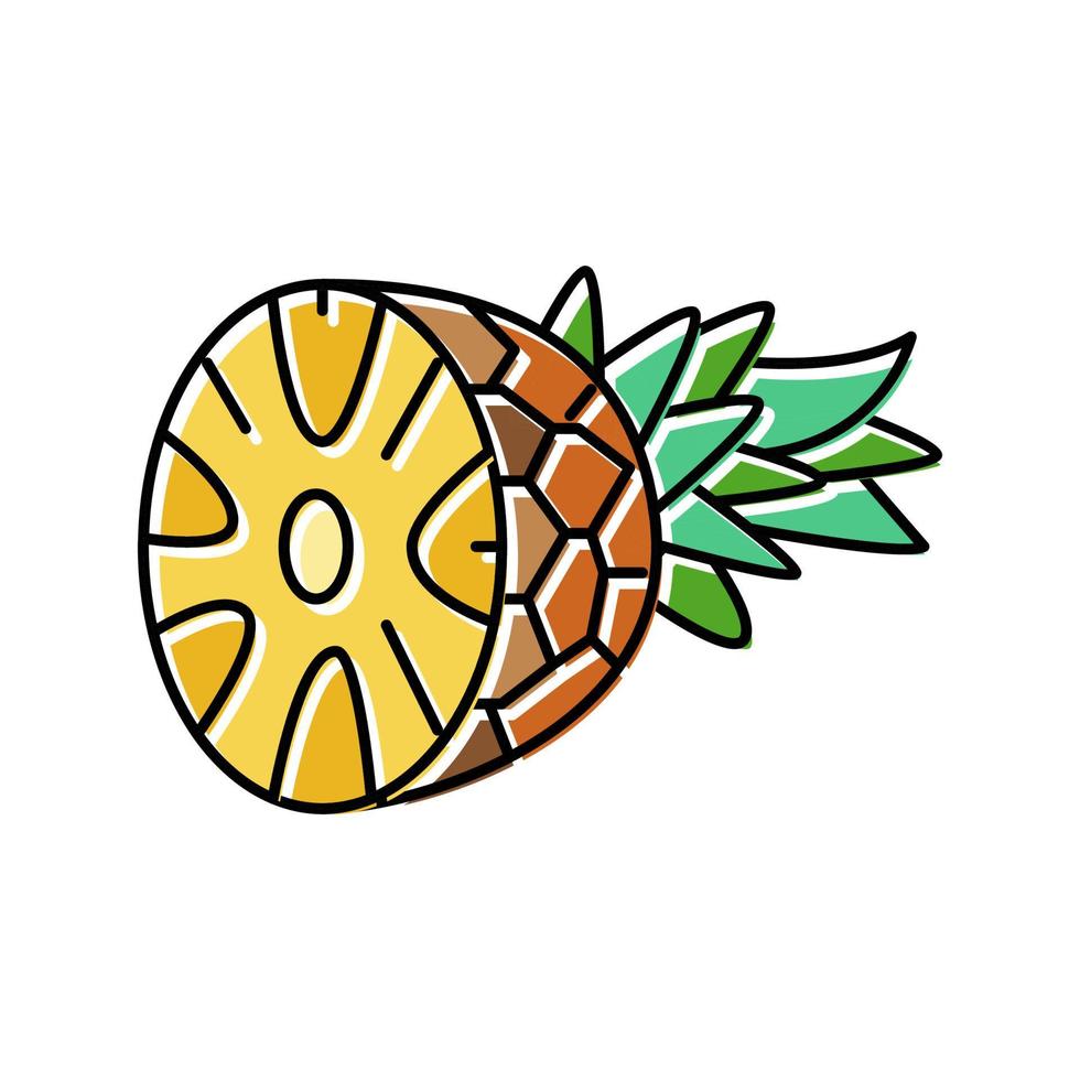 pineapple one cut piece color icon vector illustration