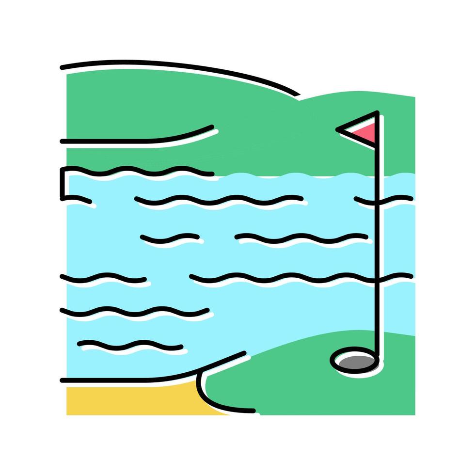 lago y campo campo de golf icono de color ilustración vectorial vector
