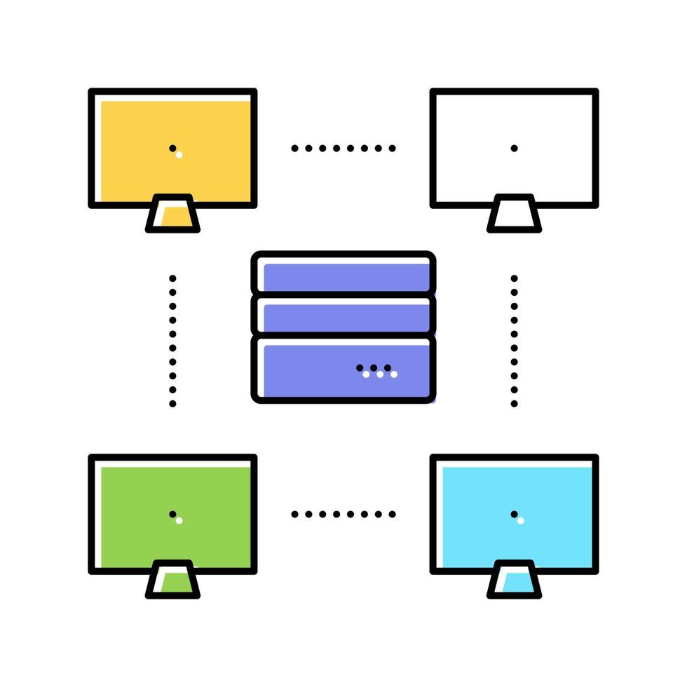 Ilustración de vector de icono de color de equipos de servidor