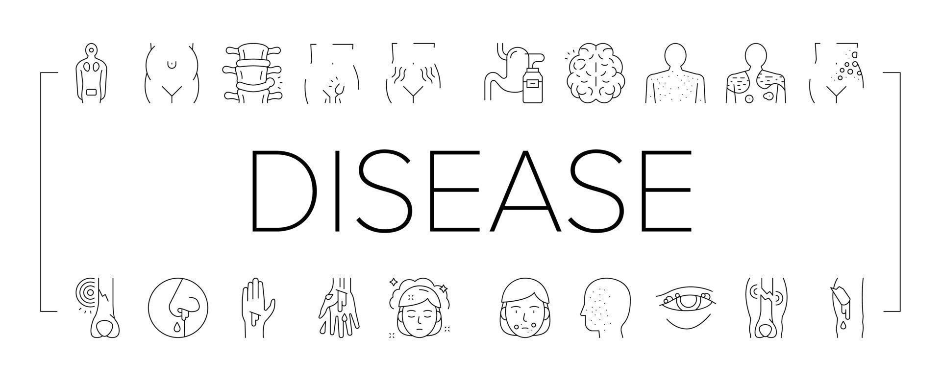 Disease Health Problem Collection Icons Set Vector