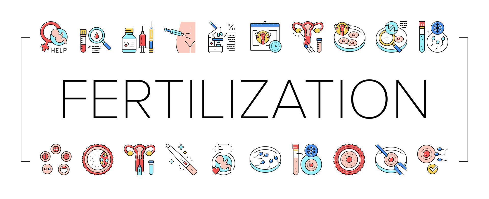 Fertilization Treat Collection Icons Set Vector