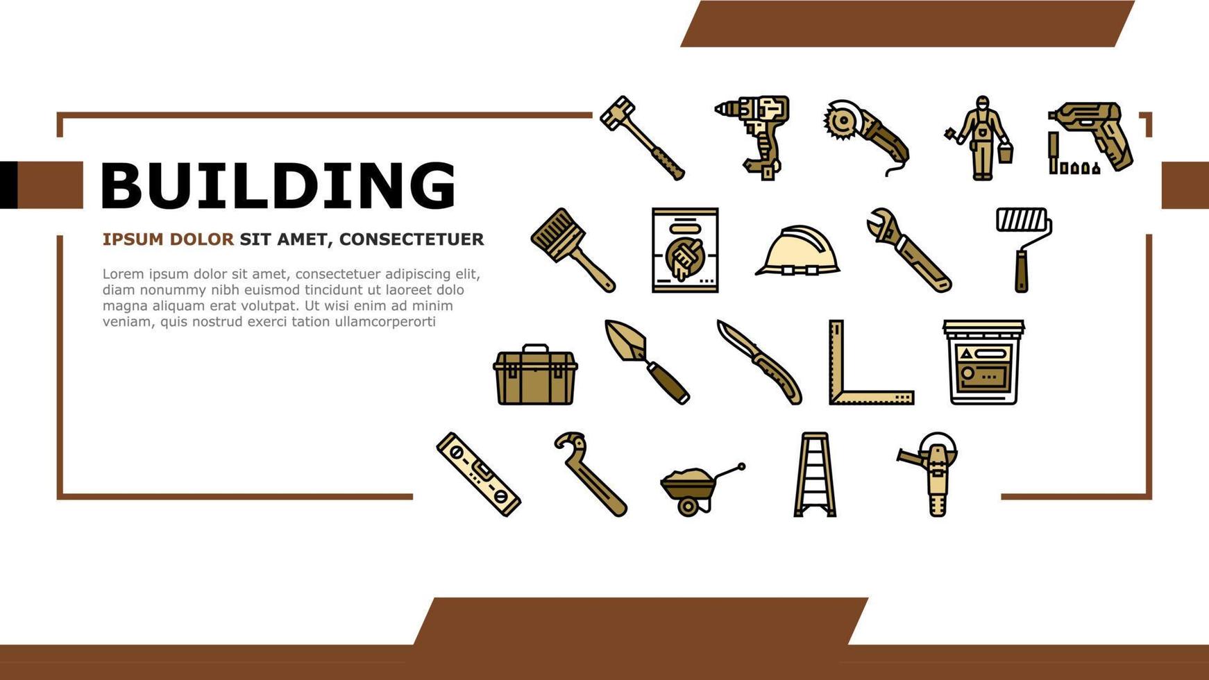 building tool hammer repair drill landing header vector 19597700 Vector
