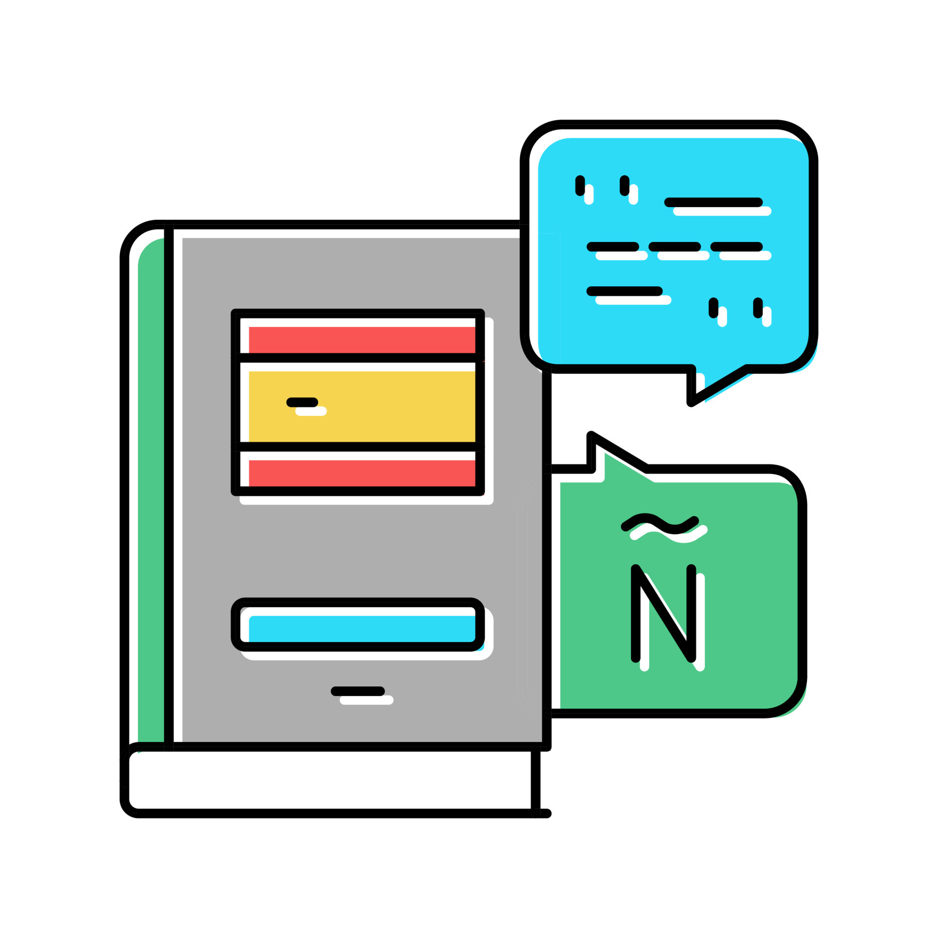 Spanish Language School Lesson Color Icon Vector Illustration 19597717