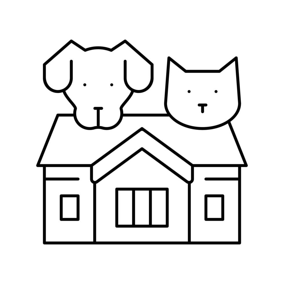 hogar para gato y perro línea icono vector ilustración