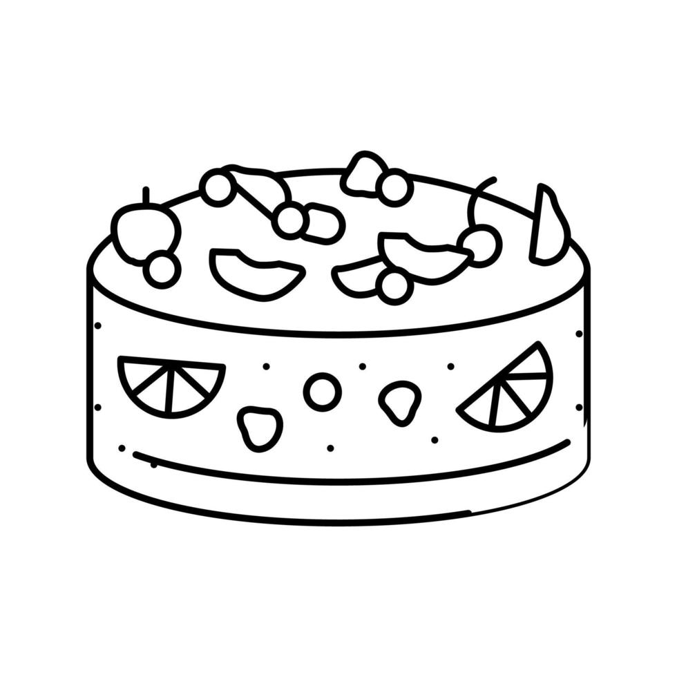 pastel de frutas comida postre línea icono vector ilustración