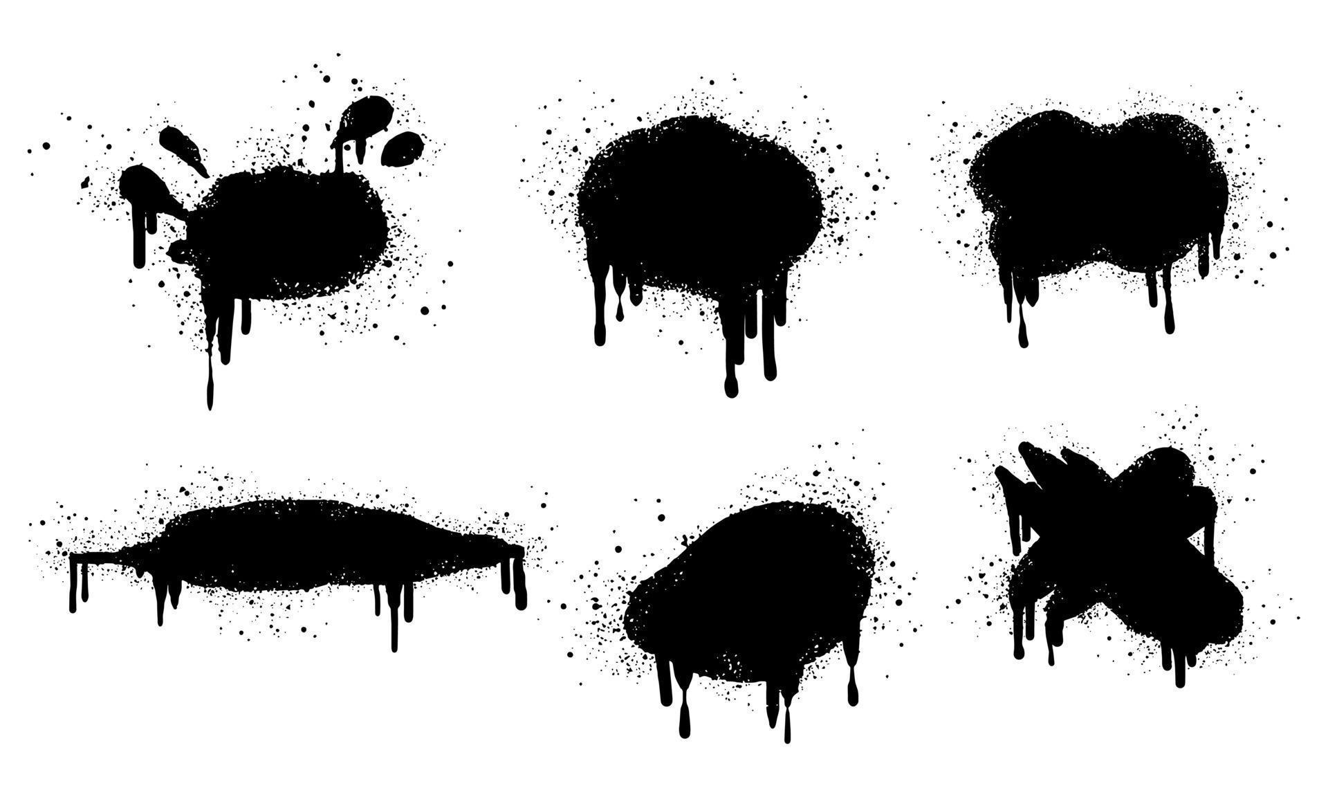 collection of Spray painted graffiti Lines and ink splatters, Ink blots