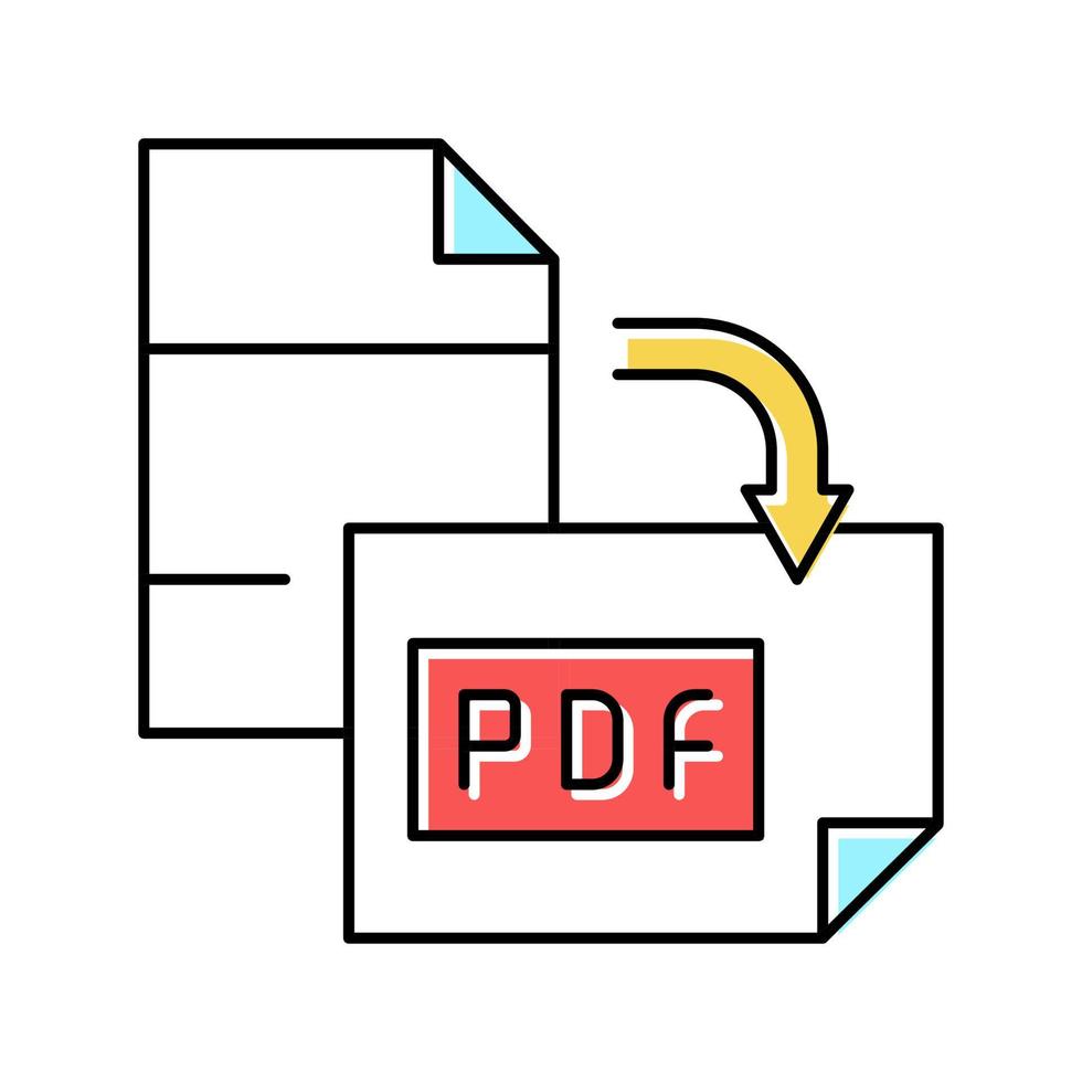 ilustración de vector de icono de color de archivo pdf de orientación