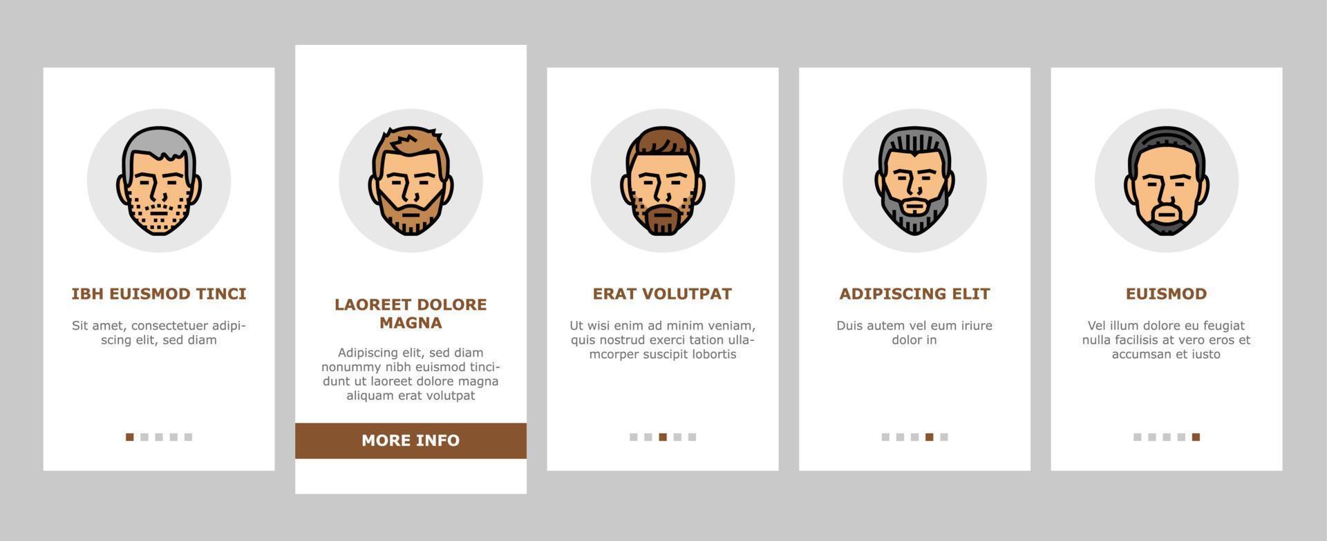 barba estilo de pelo cara masculina iconos de incorporación conjunto vector